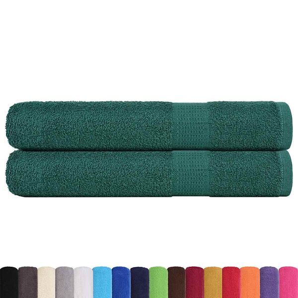 vidaXL Sauna Towel Set of 2 Green 100% Cotton 31.5 x 78.7 in