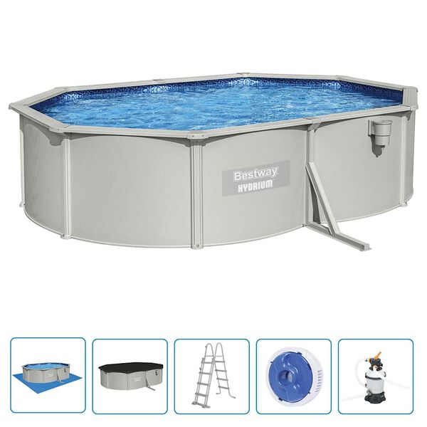 Bestway Swimming Pool Grey Galvanized steel Large Collapsible