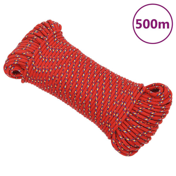 vidaXL Boat Rope Red 0.20 " 1640.4 ' Polypropylene
