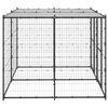 vidaXL Dog Kennel Black and silver Powder-coated steel Large Durable