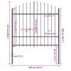 vidaXL Garden Fence with Spear Top Steel 66.9x68.9" Black