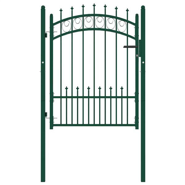 vidaXL Fence Gate with Spikes Steel 39.4x49.2" Green