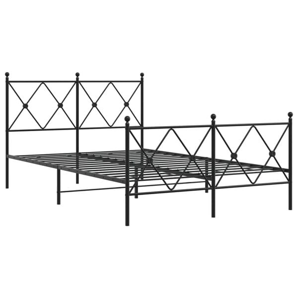 vidaXL Bed Frame Black Steel Small Double Rectangular Traditional