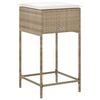 vidaXL Garden Bar Stool Beige PE rattan, Powder-coated steel, Polyester