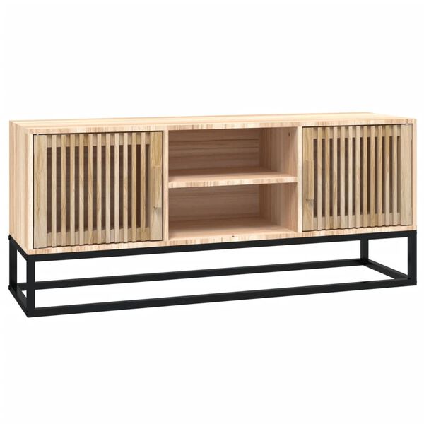 vidaXL TV Cabinet Natural Wood Engineered Wood, Solid Pine Wood, Iron