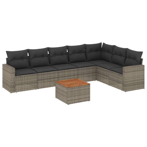 vidaXL Garden Sofa Set Grey, Dark Grey, Brown