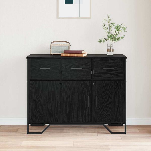 vidaXL Sideboard with Drawer Black Oak 38.19 x 12.80 x 29.33 in