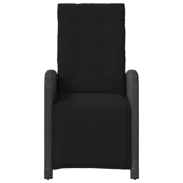 vidaXL Reclining Patio Chair with Footrest Black Poly Rattan