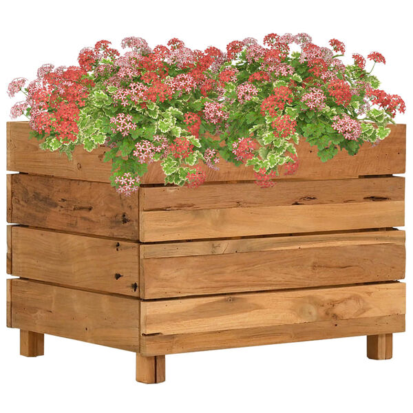 vidaXL Raised Bed Varying shades of teak Solid teak wood, steel Medium
