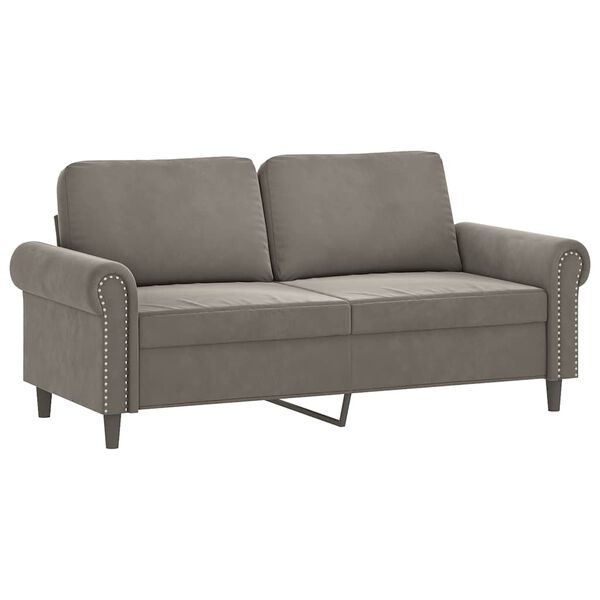 vidaXL 2-Seater Sofa with Pillows&Cushions Light Gray 55.1" Velvet