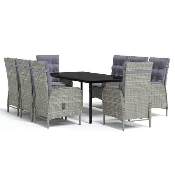 vidaXL Garden Dining Set Grey PE rattan 78.7 x 39.4 x 29.1 in Ergonomic
