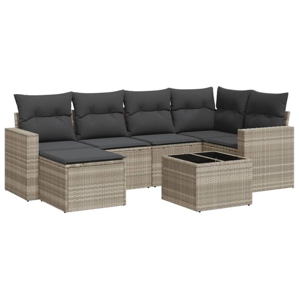 vidaXL Garden Sofa Set Light Grey PE Rattan Large Modular