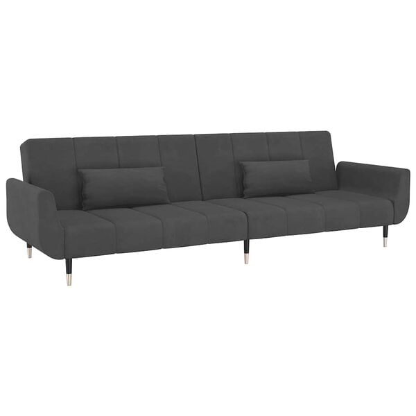 vidaXL Sofa Bed Dark Grey Velvet (100% polyester), wood, metal, foam
