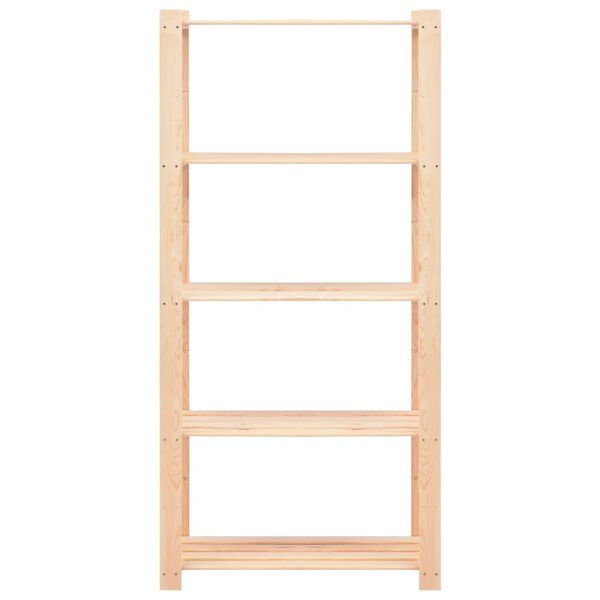 vidaXL 5-Tier Storage Racks 2 pcs 31.5"x15"x66.9" Solid Pinewood 551.2 lb