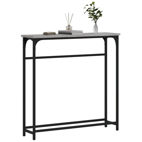 vidaXL Console Table Grey Sonoma Engineered Wood Narrow Adjustable Feet