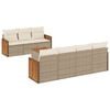 vidaXL Garden Sofa Set Beige PE rattan Medium Adjustable Armrests