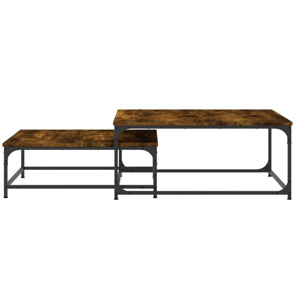 vidaXL Nesting Coffee Table Smoked Oak Engineered wood, iron Small
