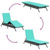 vidaXL Patio Sun Lounger Black Poly Rattan Standard Adjustable Armrests