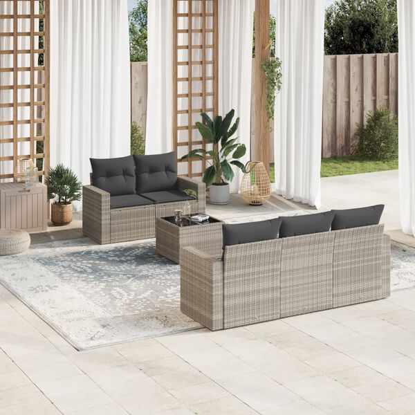vidaXL Garden Sofa Set Set of 6 Light Grey, Dark Grey