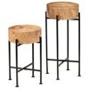 vidaXL Side Table Natural Wood Solid Acacia wood, powder-coated steel