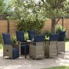 vidaXL Table and Chair Set with Cushion 7 pcs Grey PE Rattan
