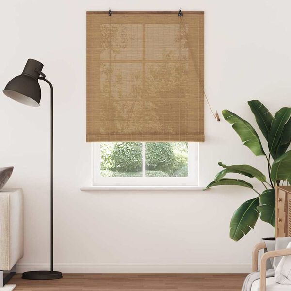vidaXL Roller Blind with Curtains Manual Brown 47.24 x 86.61 in Bamboo