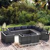 vidaXL Garden Lounge Set Gray PE rattan, powder-coated steel, plastic