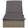 vidaXL Sunbed Grey PE Rattan Large Adjustable Armrests