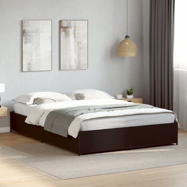 vidaXL Bed Frame Black Engineered wood King Size Modern Bed Frame