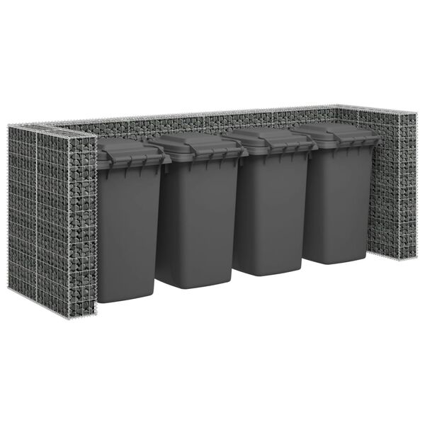 vidaXL Gabion Wall for Garbage Bins Galvanized Steel 126"x39.4"x47.2"