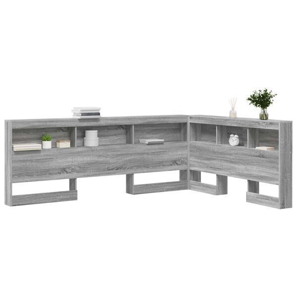 vidaXL Storage Headboard Grey Sonoma 62.99 in Engineered Wood