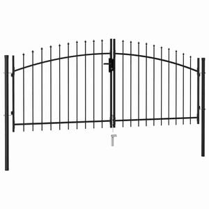 vidaXL Fence Gate Double Door with Spike Top Steel 9.8'x4.1' Black