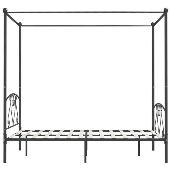 vidaXL Bed Frame Gray Metal 63 x 79 in Bed Frame Rectangular