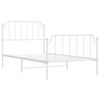 vidaXL Bed Frame White Powder-Coated Steel Twin Bed Frame Rectangular