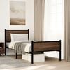 vidaXL Bed Frame Brown Oak Steel, Engineered Wood Small Single Bed Frame