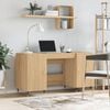 vidaXL Desk Sonoma Oak Engineered Wood, Iron, Aluminum Alloy Large Desk