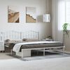 vidaXL Bed Frame White Steel 72 x 84 in Bed Frame Rectangular Modern
