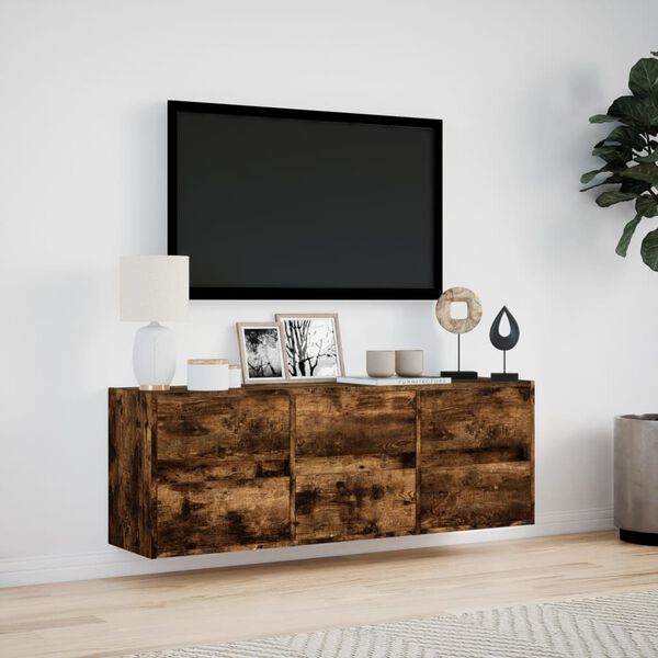 vidaXL TV Wall Cabinet Smoked Oak Engineered wood Medium TV Wall Cabinet