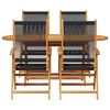 vidaXL Garden Dining Set 5 pcs Black Solid acacia wood and poly rattan