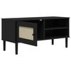 vidaXL TV Cabinet Black Solid pine wood, engineered wood, poly rattan