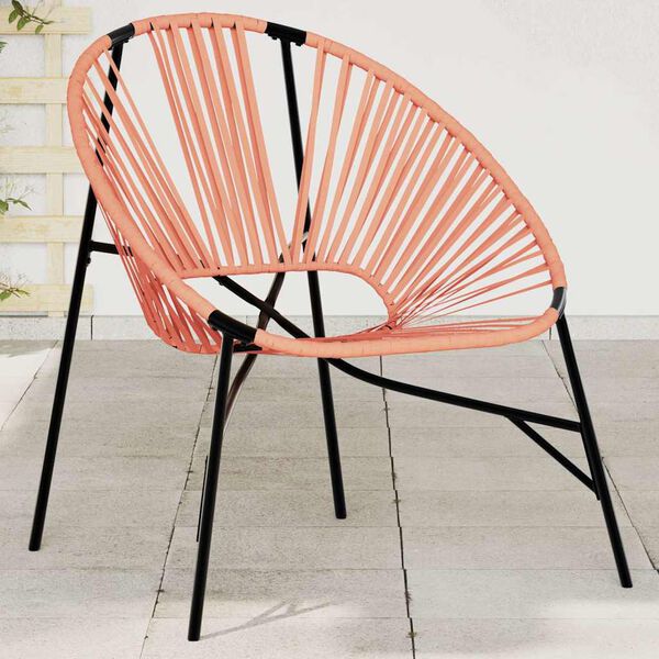 vidaXL Garden Egg Chair Black and Orange PE Rattan, Powder-Coated Steel