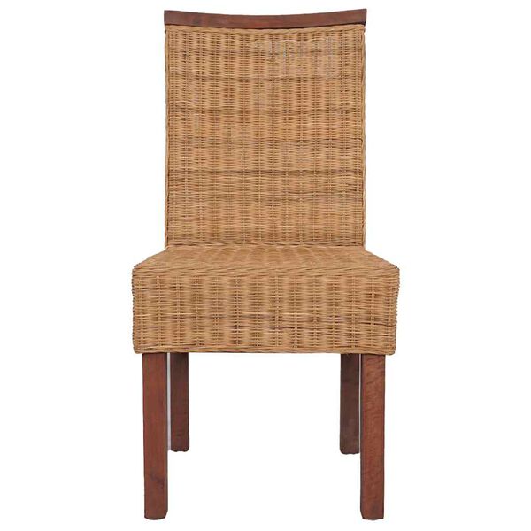 vidaXL Dining Chairs 6 pcs Brown Natural Rattan