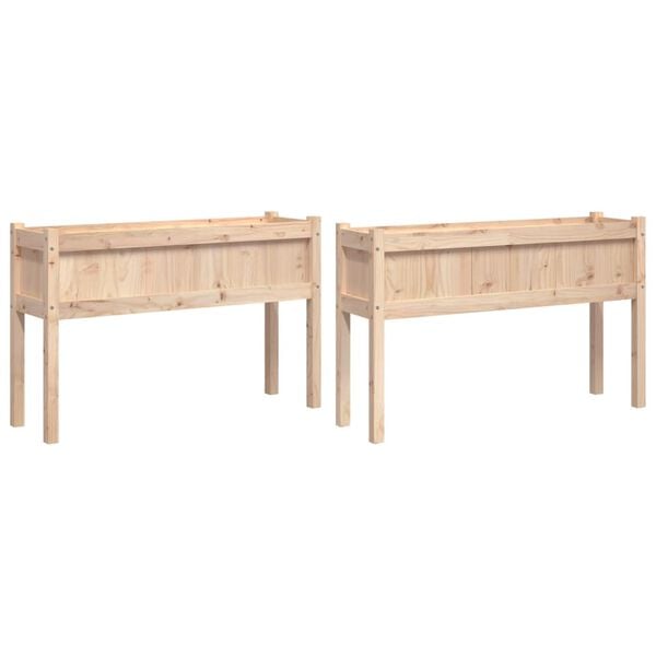 vidaXL Garden Planter Set of 2 Natural Wood Solid pine wood Large