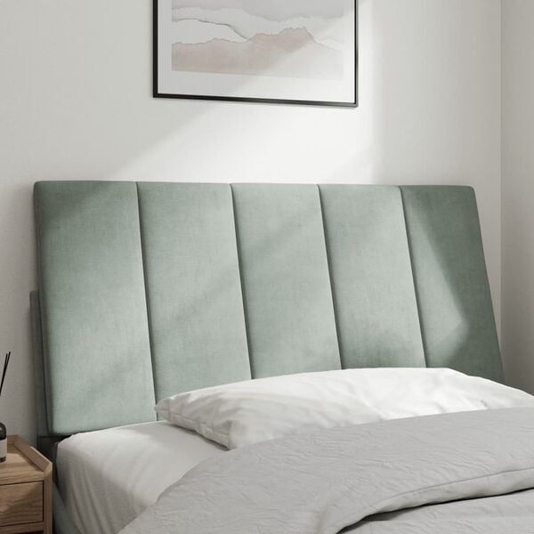 vidaXL Headboard Cushion Light Grey Velvet (100% polyester) Twin