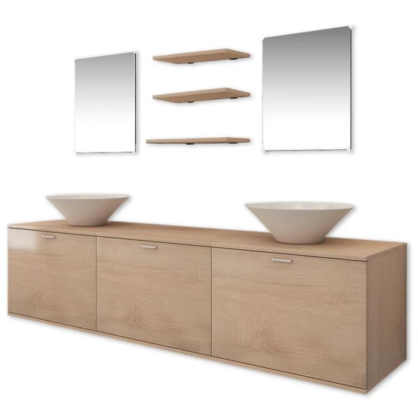 vidaXL Bathroom Cabinet Beige Engineered wood Large Bathroom Cabinet