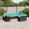 vidaXL 10 Piece Patio Sofa Set with Cushions Black Poly Rattan