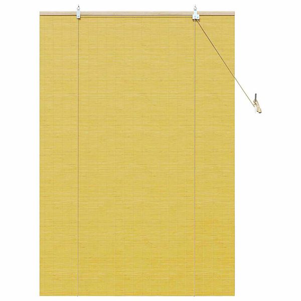 vidaXL Roller Blind with Curtains Yellow 47.24 x 62.99 in Bamboo