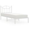 vidaXL Bed Frame White Powder-coated steel Twin Bed Frame Rectangular