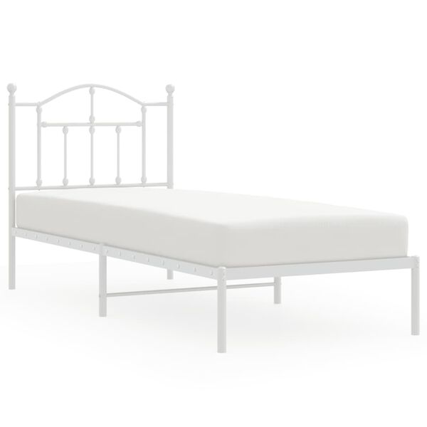 vidaXL Bed Frame White Powder-coated steel Twin Bed Frame Rectangular