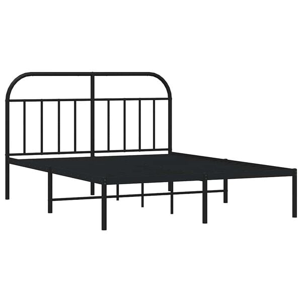 vidaXL Bed Frame Black Powder-Coated Steel King Size Bed Frame